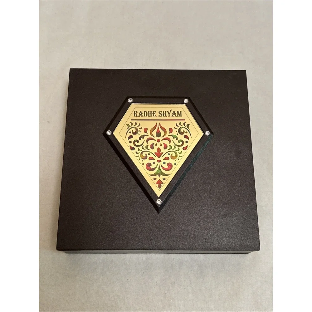 Gold Plated Radhe Shyam God Prayer Box Charan Paduka Religious Decor